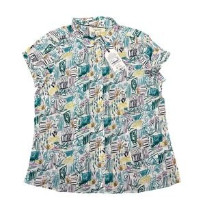 Seasalt Cornwall Rushmaker Shirt Organic Cotton Garden Studio Sketch Chalk US 10